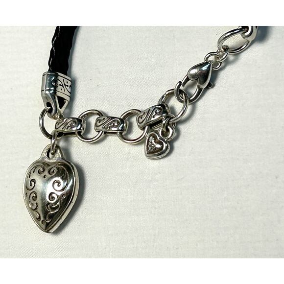 Brighton Kings Road Braided Leather Heart Charm Bracelet - Picture 8 of 10